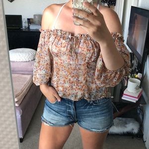 NWOT Sans Souci Butterfly cropped blouse